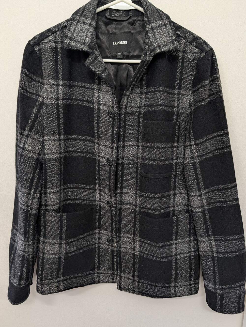 Express Plaid Wool Blend Shirt Jacket